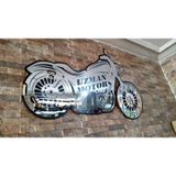 Antasya Tasarım Gümüş Motosiklet Duvar Saati – 47x81 cm MDF Pleksi Dekoratif Saat