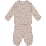 Antebies Bambu Bej Kır Çiçek Desenli Beli Lastikli Bağcıklı Uzun Kollu Kız Bebek Tshirt Eşofman Takımı - 9 - 12 Ay - Krem