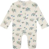 Antebies Bambu Sustainable Minik Çiçekler Desenli Çıtçıtlı Uzun Kollu Kız Bebek Patikli Tulum - Bej - 9 - 12 Ay