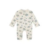 Antebies Bambu Sustainable Minik Çiçekler Desenli Çıtçıtlı Uzun Kollu Kız Bebek Patikli Tulum