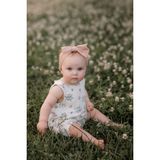 Antebies Bambu Sustainable Minik Çiçekler Desenli Omuzda Çıtçıtlı Kolsuz Şortlu Balon Kız Bebek Tulum - Bej - 12 - 18 Ay