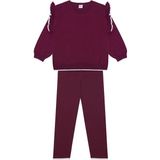 Antebies Bordo Beyaz Kontrast Triko Beli Lastikli Bağcıklı Kız Çocuk Kazak Tayt Takımı - 7 - 8 Yaş