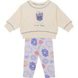 Antebies Çiçek Basklı Sweatshirt & Tayt Kız Bebek 2'li Set - Mor - 0 - 3 Ay
