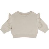 Antebies Dantel Detaylı Krem Pamuklu Kız Bebek Sweatshirt - 0 - 3 Ay