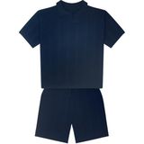 Antebies Lacivert Dokulu Kısa Kollu Tshirt Bağlamalı Şort Triko Erkek Çocuk Takım - 7 - 8 Yaş