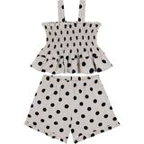 Antebies Lacivert Fırfırlı Poplin Askılı Gipeli Fırfırlı Bluz Şort Set - 3 - 4 Yaş