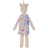 Antebies Lila Suluboya Çiçek Desen Elbiseli Bez Bebek Unicorn Kız Çocuk Oyuncak - Mor