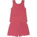 Antebies Narçiçeği Jakarlı,kolsuz Bluz,bağlamalı Şort, Triko Kız Çocuk Takım - Pembe - 2 Yaş