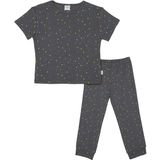 Antebies Organik Antrasit Puantiyeli Gece Işıkları Desenli Beli Lastikli Kısa Kollu Erkek Çocuk Pijama Takımı - Gri - 7 - 8 Yaş