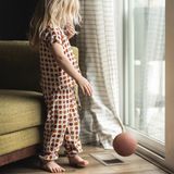 Antebies Organik Bej Basket Desenli Beli Lastikli Bağcıklı Kısa Kollu Erkek Bebek Tshirt Eşofman Takımı - Turuncu - 6 - 9 Ay