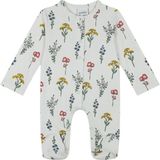 Antebies Organik Bej Botanik Bahçesi Çiçek Desenli Çıtçıtlı Uzun Kollu Kız Bebek Patikli Tulum - Krem - 6 - 9 Ay