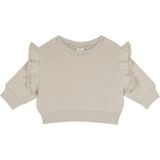 Antebies Organik Bej Dantelli Fırfırlı Manşetli Kız Bebek Sweatshirt - Krem - 3 - 6 Ay