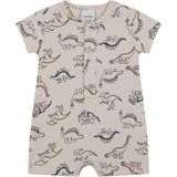 Antebies Organik Bej Dinazor Desenli Çıtçıtlı Kısa Kollu Şortlu Erkek Bebek Tulum - Krem - 0 - 3 Ay