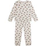 Antebies Organik Bej Rakun Desenli Beli Lastikli Uzun Kollu Erkek Çocuk Pijama Takımı - Kahve - 3 - 4 Yaş