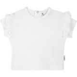 Antebies Organik Beyaz Jakarlı Fırfırlı Kısa Kollu Kız Bebek Tshirt - 9 - 12 Ay