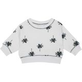 Antebies Organik Beyaz Palmiye Desenli Manşetli Erkek Bebek Sweatshirt - 6 - 9 Ay