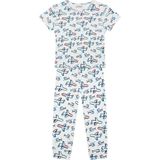 Antebies Organik Beyaz Uçak Desenli Beli Lastikli Kısa Kollu Erkek Çocuk Pijama Takımı - 7 - 8 Yaş - Mavi