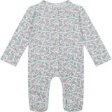 Antebies Organik Beyaz Uzun Kollu Kız Bebek Patikli Tulum - Mavi - 0 - 3 Ay