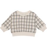 Antebies Organik Gots Sertifikalı Bej Grid Desenli Uzun Kollu Manşetli Erkek Bebek Sweatshirt - 3 - 6 Ay