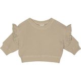 Antebies Organik Gots Sertifikalı Bej Waffle Kumaş, Dantel Detaylı, Uzun Kollu Bebek Sweatshirtü - 3 - 6 Ay