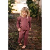 Antebies Organik Gots Sertifikalı Bordo, Dantel Detaylı, Uzun Kollu Bebek Sweatshirtü - 12 - 18 Ay