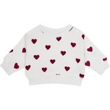 Antebies Organik Gots Sertifikalı Kırmızı Kalp Desenli Uzun Kollu Manşetli Kız Bebek Sweatshirt - 9 - 12 Ay