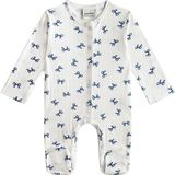 Antebies Organik Gots Sertifikalı Mavi Kurdele Jakar Arkadan Çıtçıtlı Uzun Kollu Kız Bebek Patikli Tulum - 6 - 9 Ay