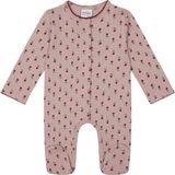 Antebies Organik Gots Sertifikalı Minik Güller Desenli, Önden ve Ağdan Çıtçıtlı, Uzun Kollu, Ayaklı Bebek Tulumu - Pembe - 6 - 9 Ay