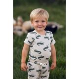 Antebies Organik Gots Sertifikalı,yeşil,timsah, Çıtçıtlı, Bağcıklı Kısa Kollu Erkek Bebek Body Eşofman Takımı - 9 - 12 Ay