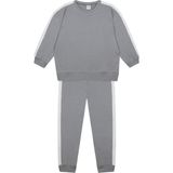 Antebies Organik Gri Beyaz Kontrast Lastikli Bağcıklı Uzun Kollu Kız Çocuk Sweatshirt Eşofman Takımı - 5 - 6 Yaş