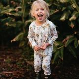 Antebies Organik Gri Botanik Bahçesi Çiçek Desenli Uzunkollu Kız Bebek Tshirt Tayt Takımı - Krem - 12 - 18 Ay