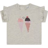 Antebies Organik Gri Melanj Dondurma Baskılı Kısa Kollu Kız Bebek Tshirt - 6 - 9 Ay