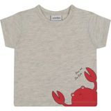 Antebies Organik Gri Melanj Yengeç Baskılı Kısa Kollu Erkek Bebek Tshirt - 0 - 3 Ay