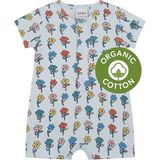 Antebies Organik, Mavi Kısa Kollu Şortlu Kız Bebek Tulum - 12 - 18 Ay