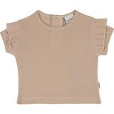 Antebies Organik Pembe Jakarlı Fırfırlı Kısa Kollu Kız Bebek Tshirt - 0 - 3 Ay
