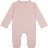 Antebies Organik Pembe Kalp Jakarlı Çıtçıtlı Uzun Kollu Kız Bebek Patikli Tulum - 3 - 6 Ay