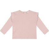 Antebies Organik Pembe Kalp Jakarlı Fırfırlı Uzun Kollu Kız Bebek Tshirt - 3 - 6 Ay