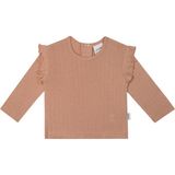 Antebies Organik Pembe Klasik Jakarlı Fırfırlı Uzun Kollu Kız Bebek Tshirt - 6 - 9 Ay
