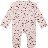 Antebies Organik Pembe Kurdele Desenli Çıtçıtlı Uzun Kollu Kız Bebek Patikli Tulum - 12 - 18 Ay