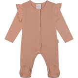 Antebies Pembe Klasik Jakar Fırfırlı Kız Bebek Patikli Tulum - 0 - 3 Ay