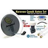 Antenci 40cm Delikli Karavan Çanak Anten Seti Çiftli LNB +Digital Uydu Bulucu