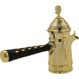 Antep Sepeti Sarı Bakır Dövme Işlemeli Mırra Cezve 24 cm - YÜKSEKLİK : 24 CM / EN : 25 CM