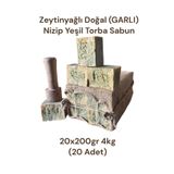 ANTEPLİHANI Zeytinyağlı Doğal (GARLI) Prina Nizip Yeşil Torba Sabun 20x200gr 4kg (20 ADET)