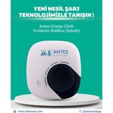 Antes Charge 22KW ProSeries Wallbox Soketli Elektrikli Araç Şarj Cihazı Rfıd Kart Destekli