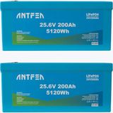 Antfea 25.6V 200AH Abs Lityum Akü Akıllı Ekran Bluetooth Lifepo4 2 Adet - 10.24 Kwh