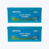 Antfea 25.6V 200AH Abs Lityum Akü Akıllı Ekran Bluetooth Lifepo4 2 Adet - 10.24 Kwh
