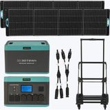 Antfea H2400 Pro Taşınabilir Güç Kaynağı + BH2400 Backup Yedek Batarya + 2 Adet 400W Taşınabilir Güneş Paneli + H2400 Taşıma Römorku + Güneş Paneli Paralelleme Kablosu [ 2.4 Kw / 4.9 Kwh / 800 W ] - Çok Renkli