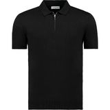 Anthony Jackson Erkek Fit Fermuarlı Triko Polo Tişört Stefano - Siyah - 2XL