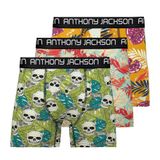 Anthony Jackson Likralı 5'lİ-3'lü Kutu Desenli Premium Erkek Boxer Palm Horizon (AJ-330 A (3'lü), S)