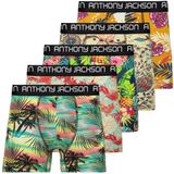 Anthony Jackson Likralı 5'lİ-3'lü Kutu Desenli Premium Erkek Boxer Palm Horizon (AJ-349 A (5'li), L)